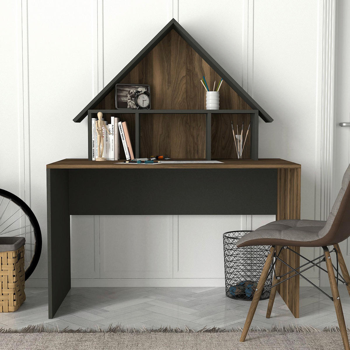 Schreibtisch Denver walnuss Nachbildung anthrazit B/H/T: ca. 120x148x60 cm Denver - walnuss/anthrazit (120,00/148,00/60,00cm) - moebel17