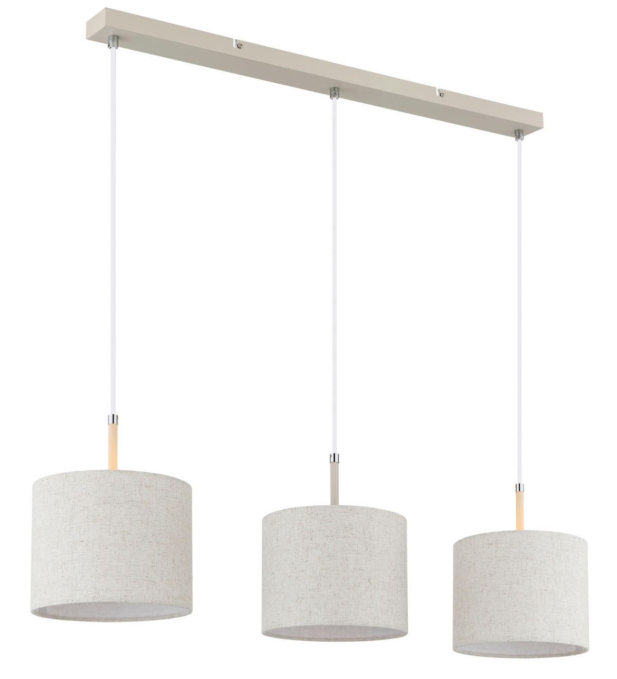 Pendelleuchte sand Metall Textil B/H/L: ca. 20x120x90 cm E27 3 Brennstellen Deleon - sand (90,00/20,00/120,00cm)