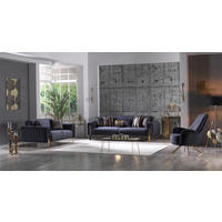 Sofa 3-2-1 Singapur schwarz Microfaser Singapur - gold/schwarz