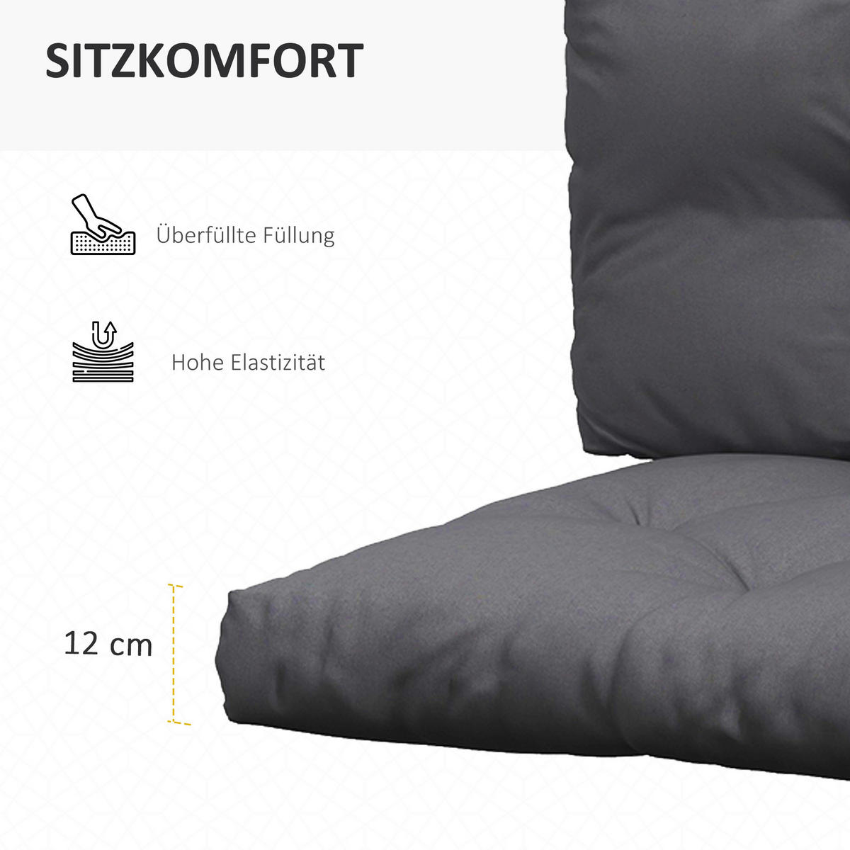 Outsunny Palettenkissen dunkelgrau Polyester B/H/L: ca. 80x120x12 cm Palettenkissen - dunkelgrau (12,00/80,00/120,00cm) - Outsunny