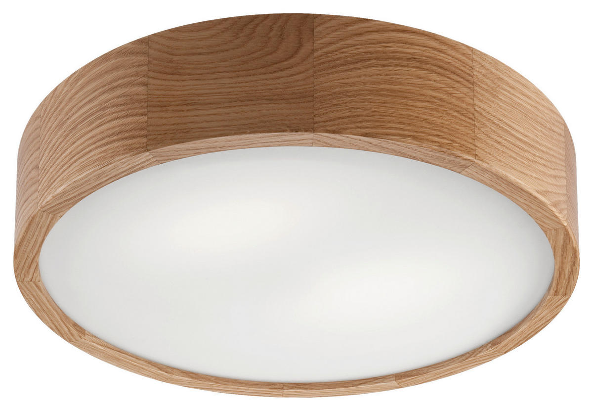 Lamkur Deckenleuchte EVELINE 38049 Eiche Glas Holz H/L: ca. 8x37 cm E27 2 Brennstellen Eveline - Eiche (37,00cm) - Lamkur