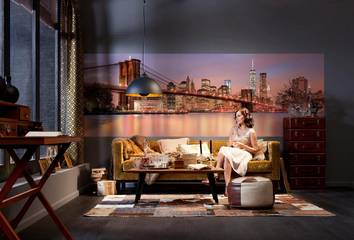 Komar Fototapete Brooklyn Nights Skyline B/L: ca. 368x124 cm Brooklyn Nights - (368,00/124,00cm) - Komar