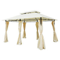 Outsunny Gartenpavillon creme Stahl B/H/L: ca. 300x265x400 cm Gartenpavillon_mit_Doppeldach - creme/schwarz (400,00/300,00/265,00cm) - Outsunny