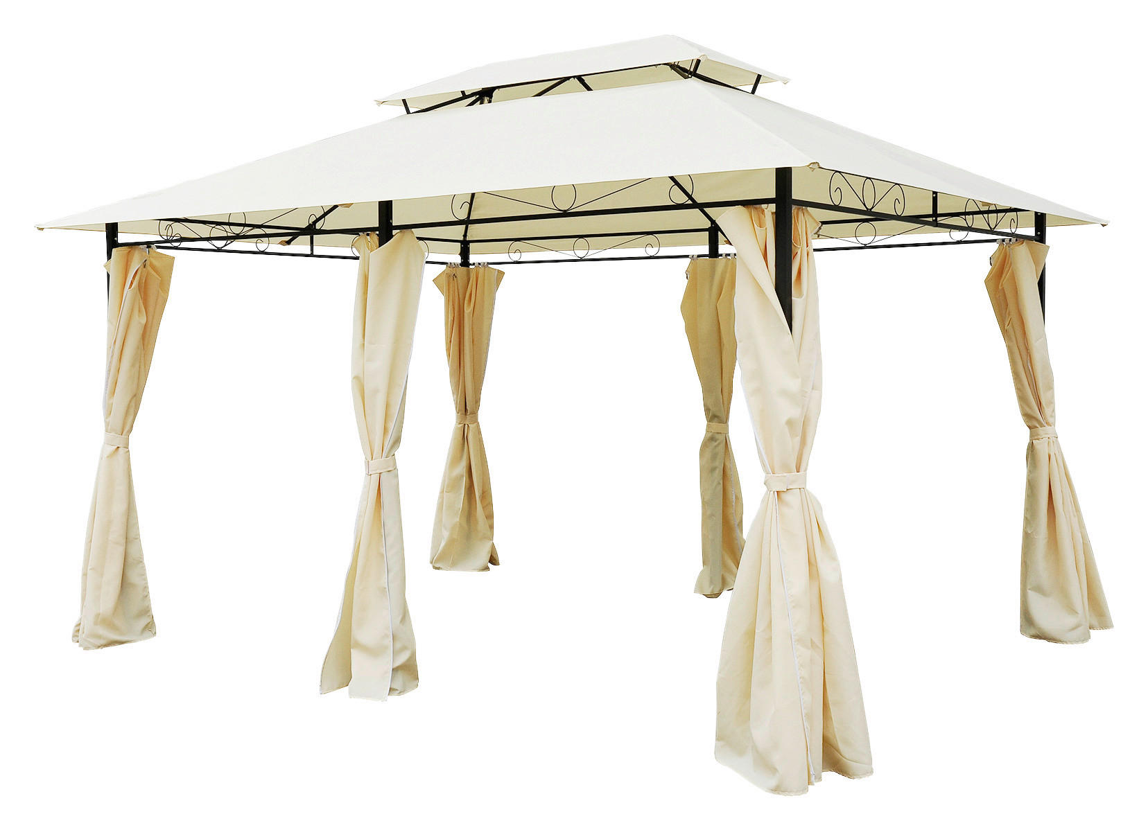 Outsunny Gartenpavillon creme Stahl B/H/L: ca. 300x265x400 cm