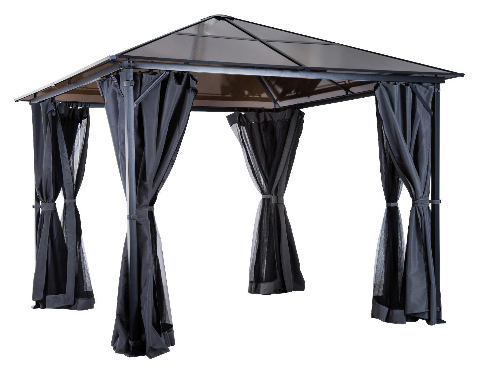 Outsunny Gartenpavillon braun Alu B/H/L: ca. 300x265x300 cm Gartenpavillon - braun/dunkelgrau (300,00/300,00/265,00cm) - Outsunny