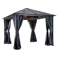 Outsunny Gartenpavillon braun Alu B/H/L: ca. 300x265x300 cm Gartenpavillon - braun/dunkelgrau (300,00/300,00/265,00cm) - Outsunny