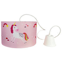 POCOline Pendelleuchte weiß rosa Kunststoff Stoff H/D: ca. 120x30 cm E27 1 Brennstellen Pendelleuchte_Einhorn - weiß/rosa (30,00/120,00cm) - POCOline