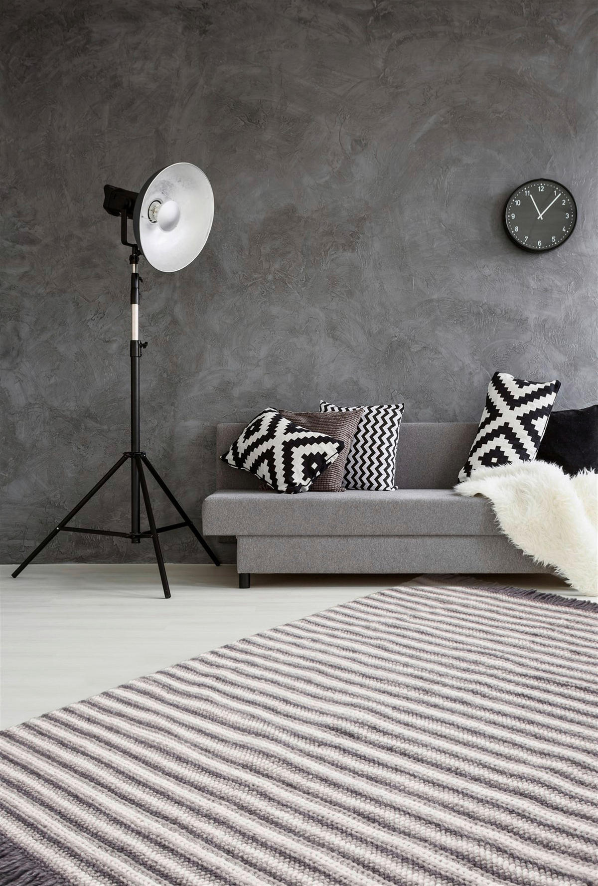 Kayoom Kurzflorteppich Natura 310 anthrazit B/L: ca. 80x150 cm Natura 310 - creme/anthrazit (80,00/150,00cm) - Kayoom