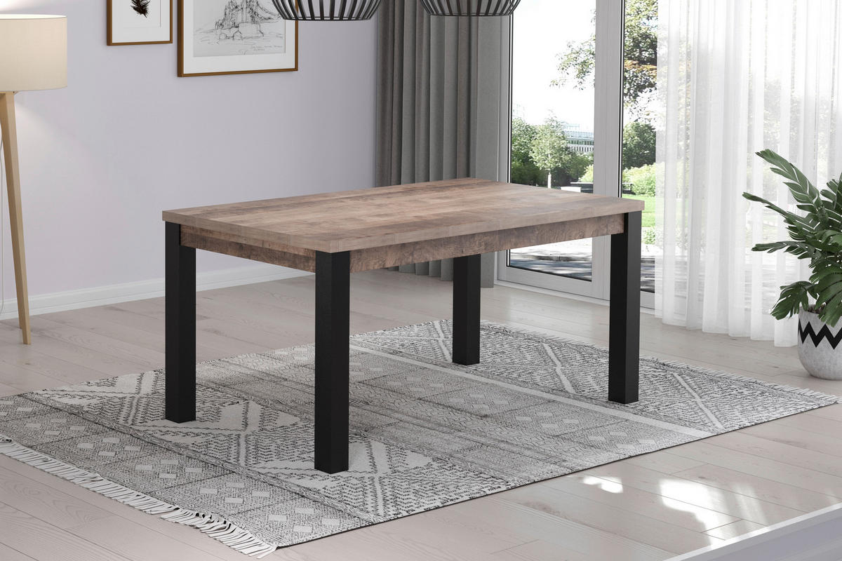 Tisch Emile Eiche Tabak Nachbildung B/H/T: ca. 160x77x90 cm Emile - Eiche/schwarz (160,00/77,00/90,00cm) - Trendteam
