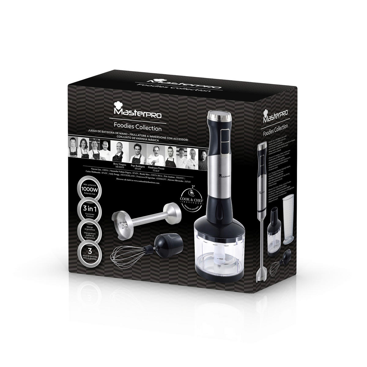 MASTERPRO Stabmixer-Set BGMP-9126 Foodies schwarz silber Edelstahl Kunststoff B/H/T: ca. 25,5x26x12,5 cm Foodies BGMP-9126 - schwarz/silber (25,50/26,00/12,50cm) - MASTERPRO