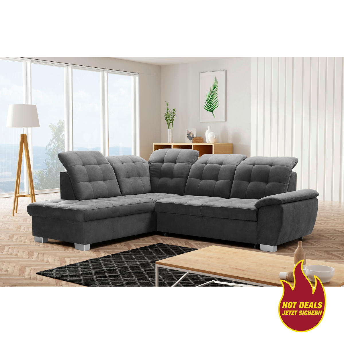 Ecksofa Bonny dunkelgrau Microfaser Bonny - dunkelgrau/silber
