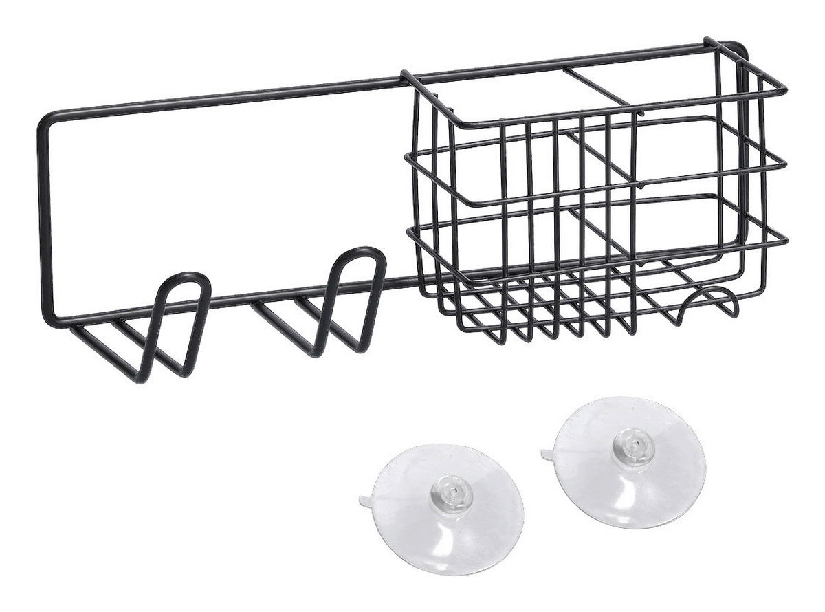 Badregal schwarz Metall B/H/L: ca. 10x9x27 cm Badregal - schwarz (27,00/10,00/9,00cm) - Zeller