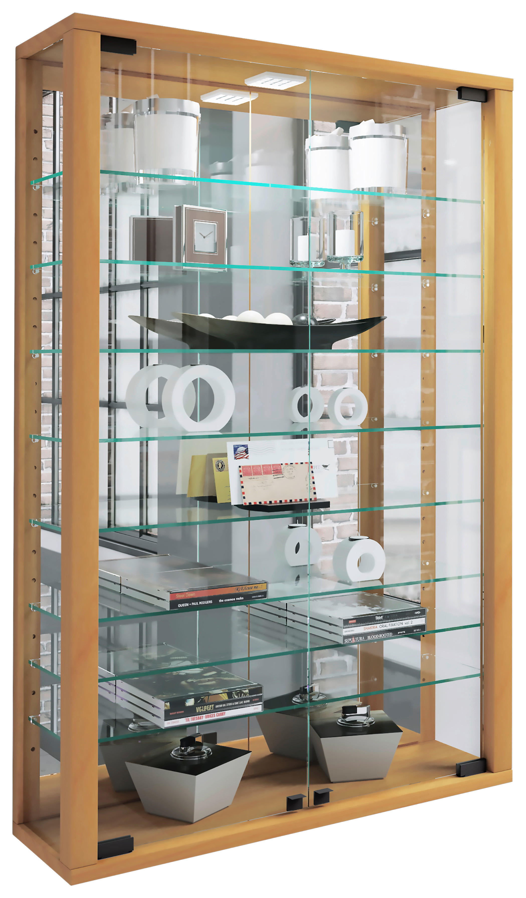 Vitrine Vitrosa buche Holzwerkstoff Glas B/H/T: ca. 59x91x18 cm Vitrosa - buche (59,00/91,00/18,00cm) - VCM Möbel