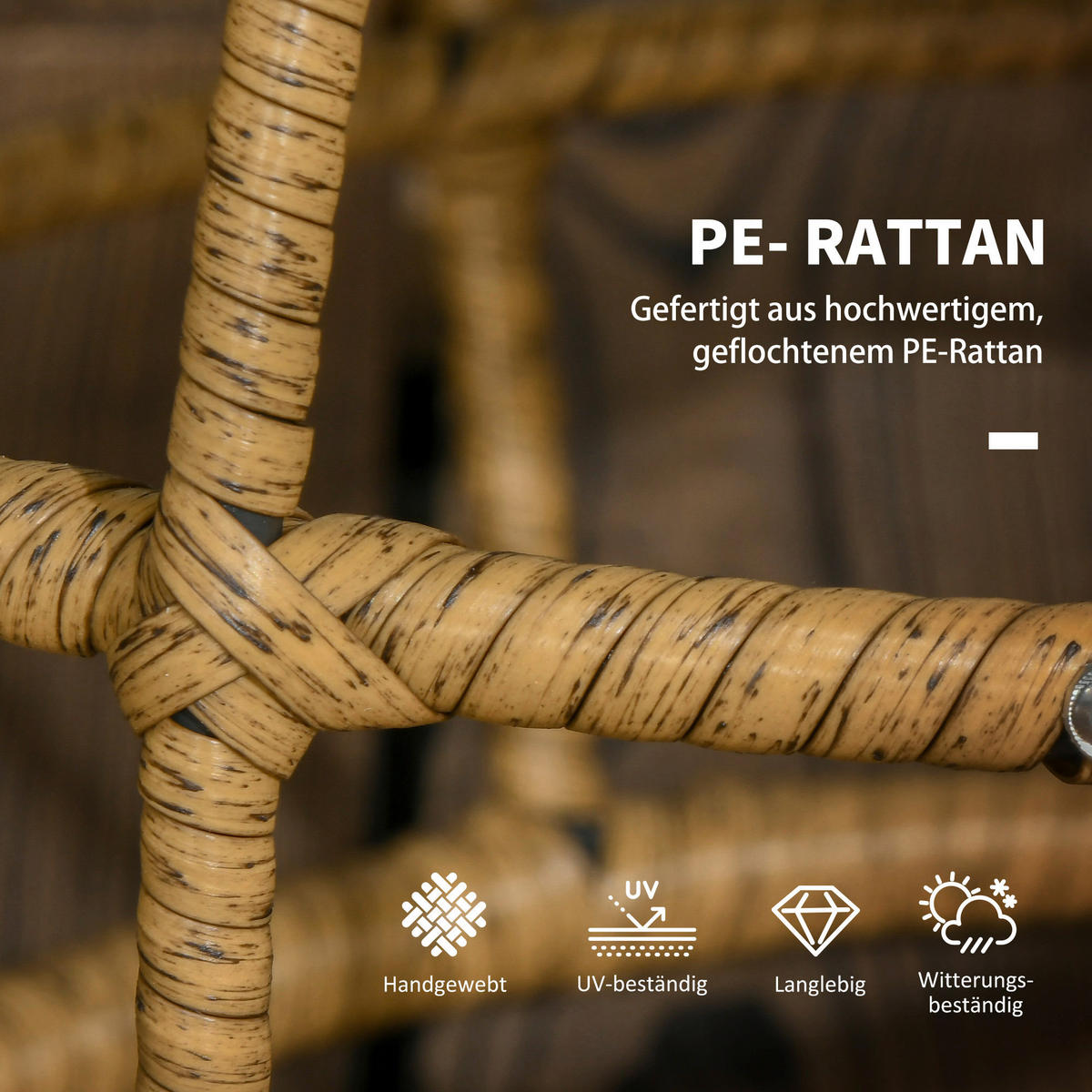 Outsunny Beistelltisch sand Polyrattan B/H/L: ca. 60x60x47 cm Rattan_Beistelltisch-Set - sand (47,00/60,00/60,00cm) - Outsunny