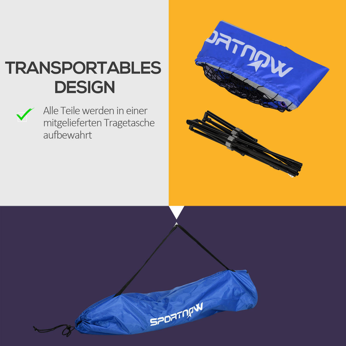 SPORTNOW Outdoor-Aktivitäten blau Edelstahl B/H/L: ca. 103x310x155 cm Badmintonnetz - blau (155,00/103,00/310,00cm) - SPORTNOW