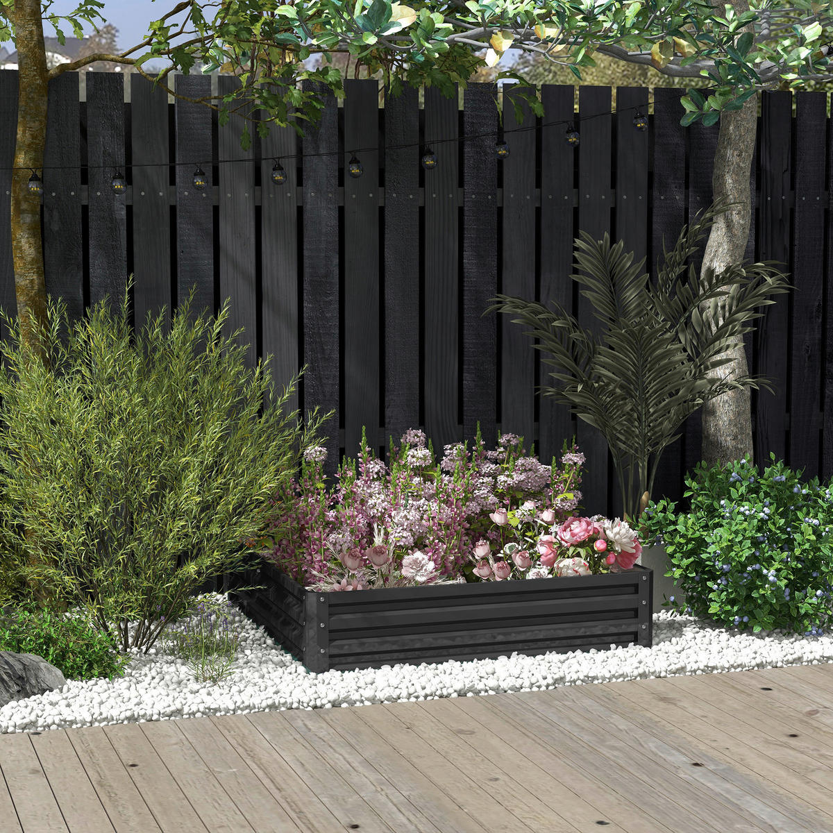 Outsunny Pflanzenbeet mit offenem Boden B/H/L: ca. 120x30x120 cm Pflanzenbeet_mit_offenem_Boden - grau (120,00/120,00/30,00cm) - Outsunny