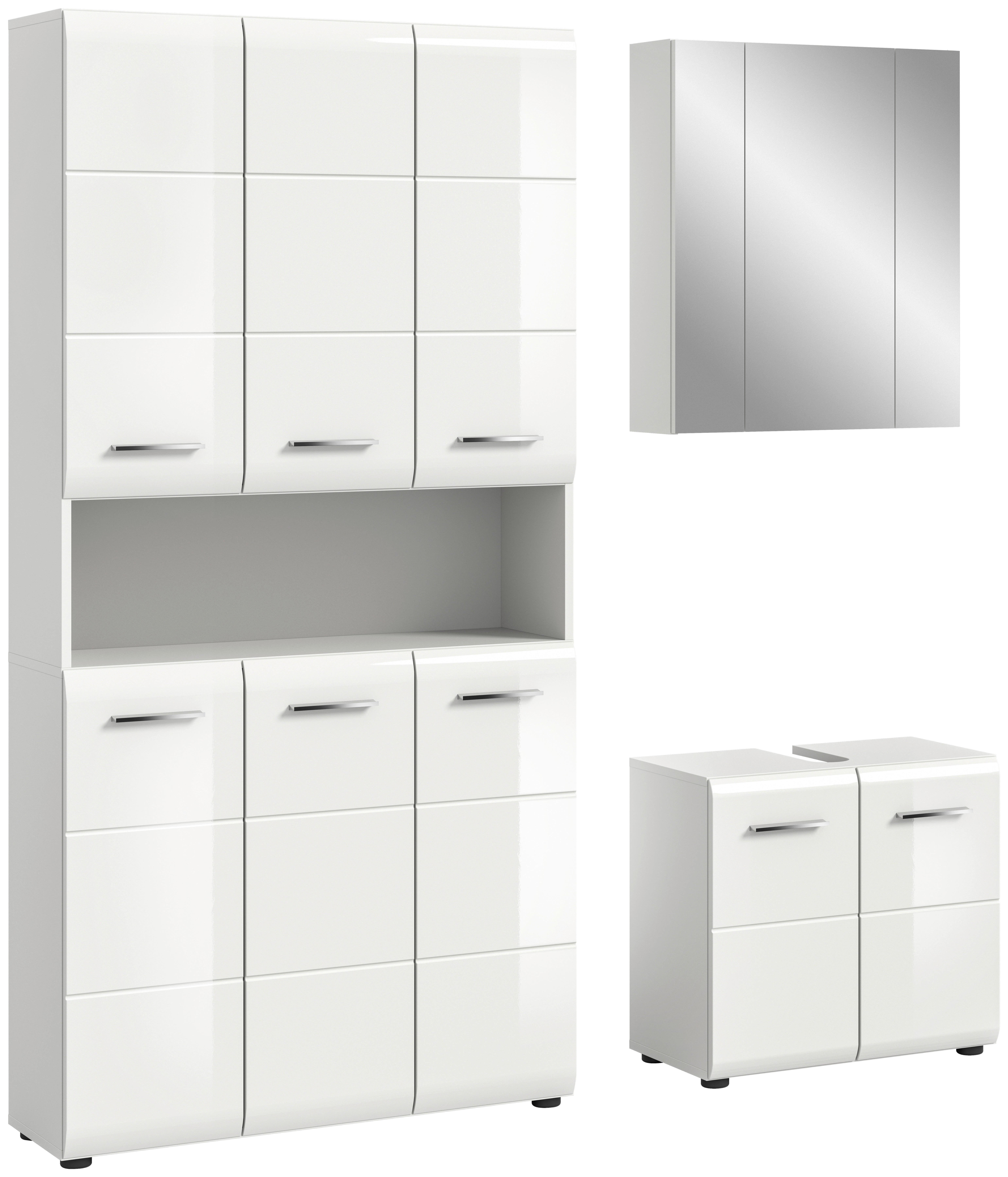 Badezimmer-Set Ice weiß weiß Hochglanz B/H/T: ca. 165x185x30 cm Ice - weiß (165,00/185,00/30,00cm) - xonox.home