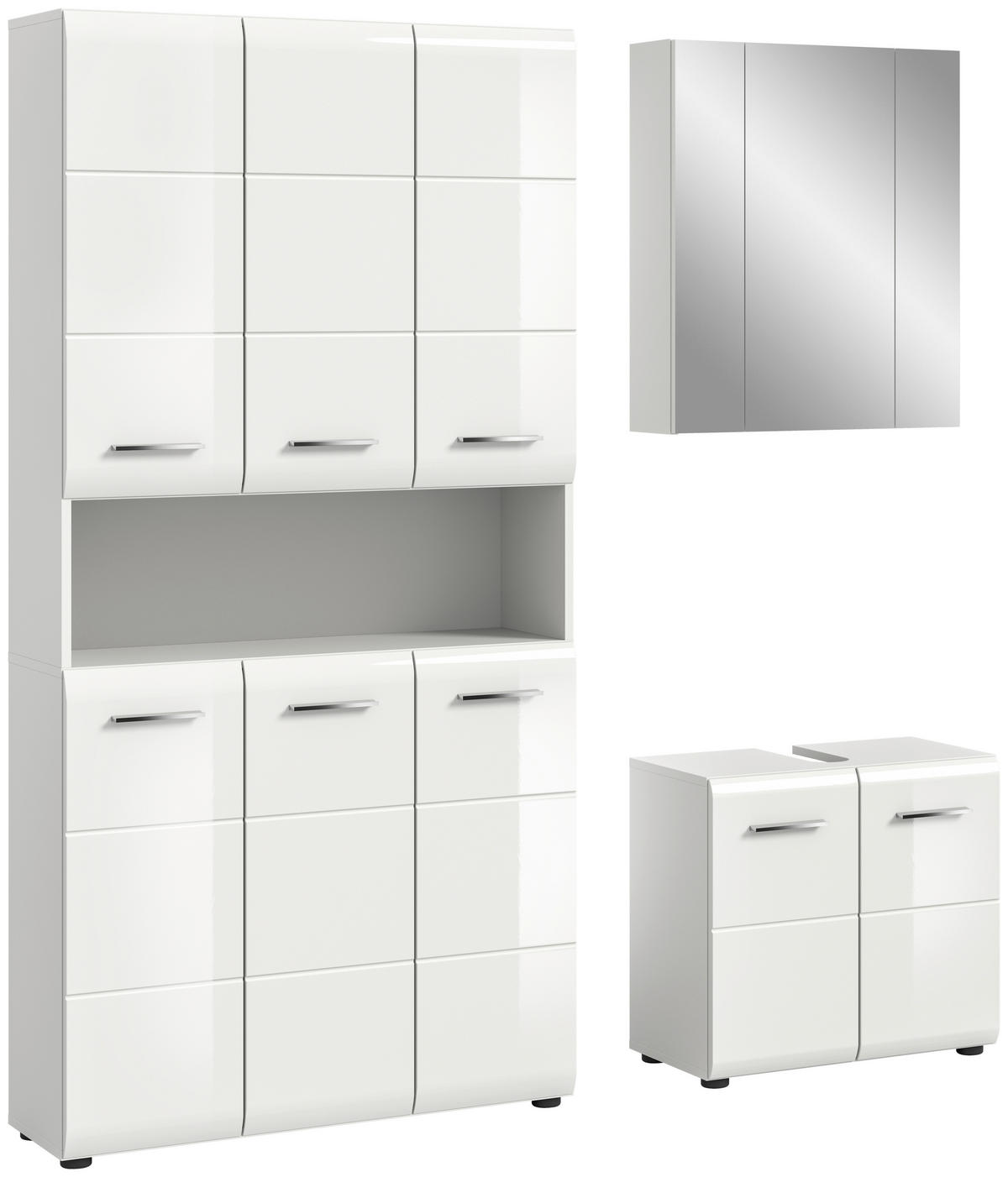 Badezimmer-Set Ice weiß weiß Hochglanz B/H/T: ca. 165x185x30 cm Ice - weiß (165,00/185,00/30,00cm) - xonox.home