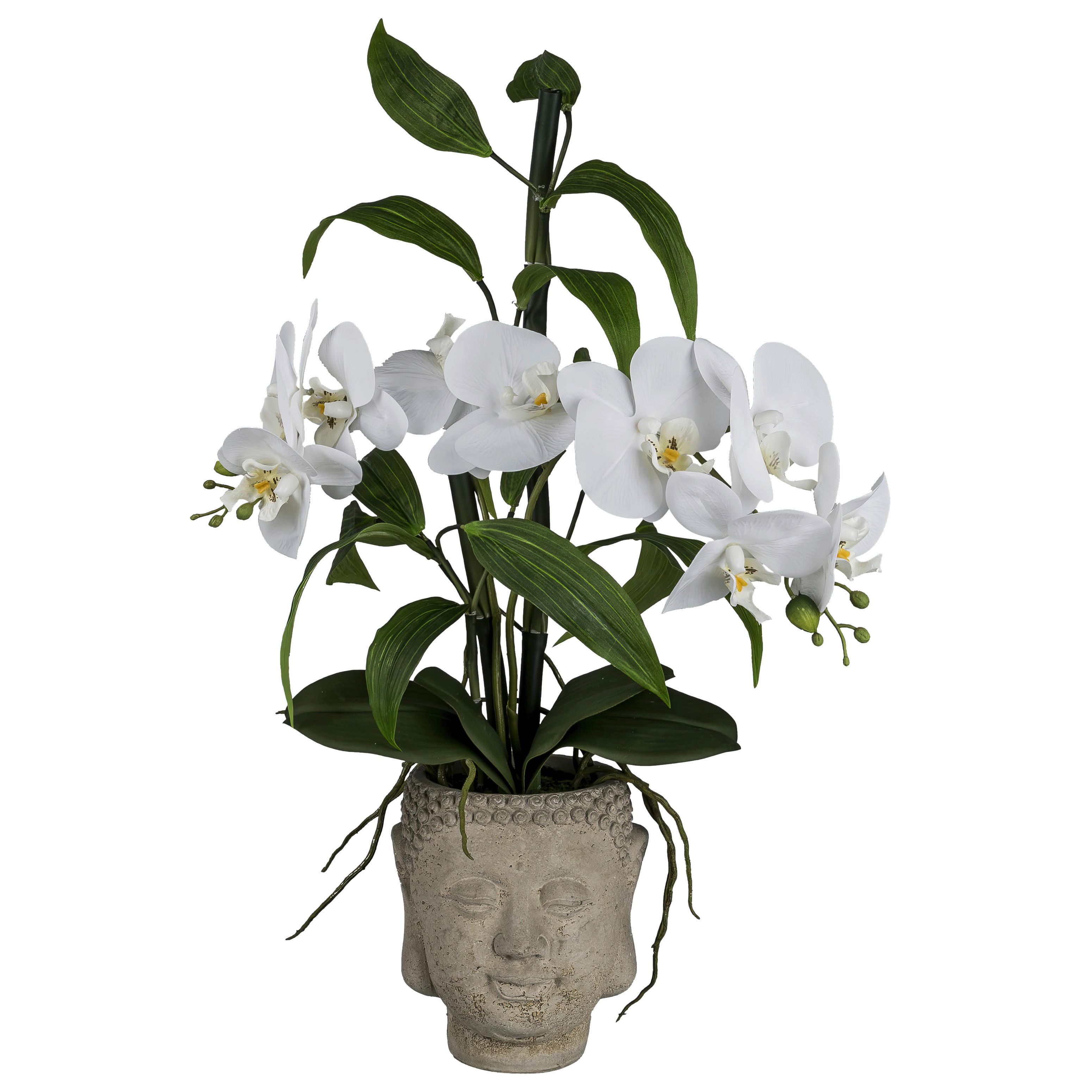 Kunstpflanze Orchideen-Bambus Arrangement weiß Kunststoff B/H/L: ca. 19x59x19 cm Orchideen-Bambus Arrangement - weiß (19,00/19,00/59,00cm)