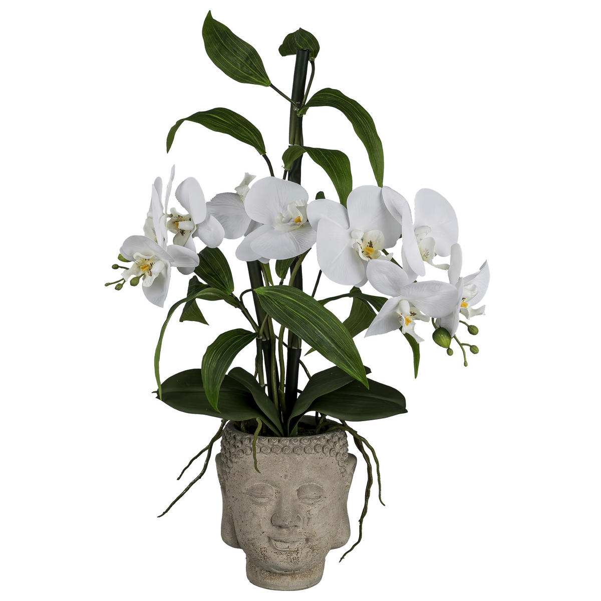 Kunstpflanze Orchideen-Bambus Arrangement weiß Kunststoff B/H/L: ca. 19x59x19 cm Orchideen-Bambus Arrangement - weiß (19,00/19,00/59,00cm)