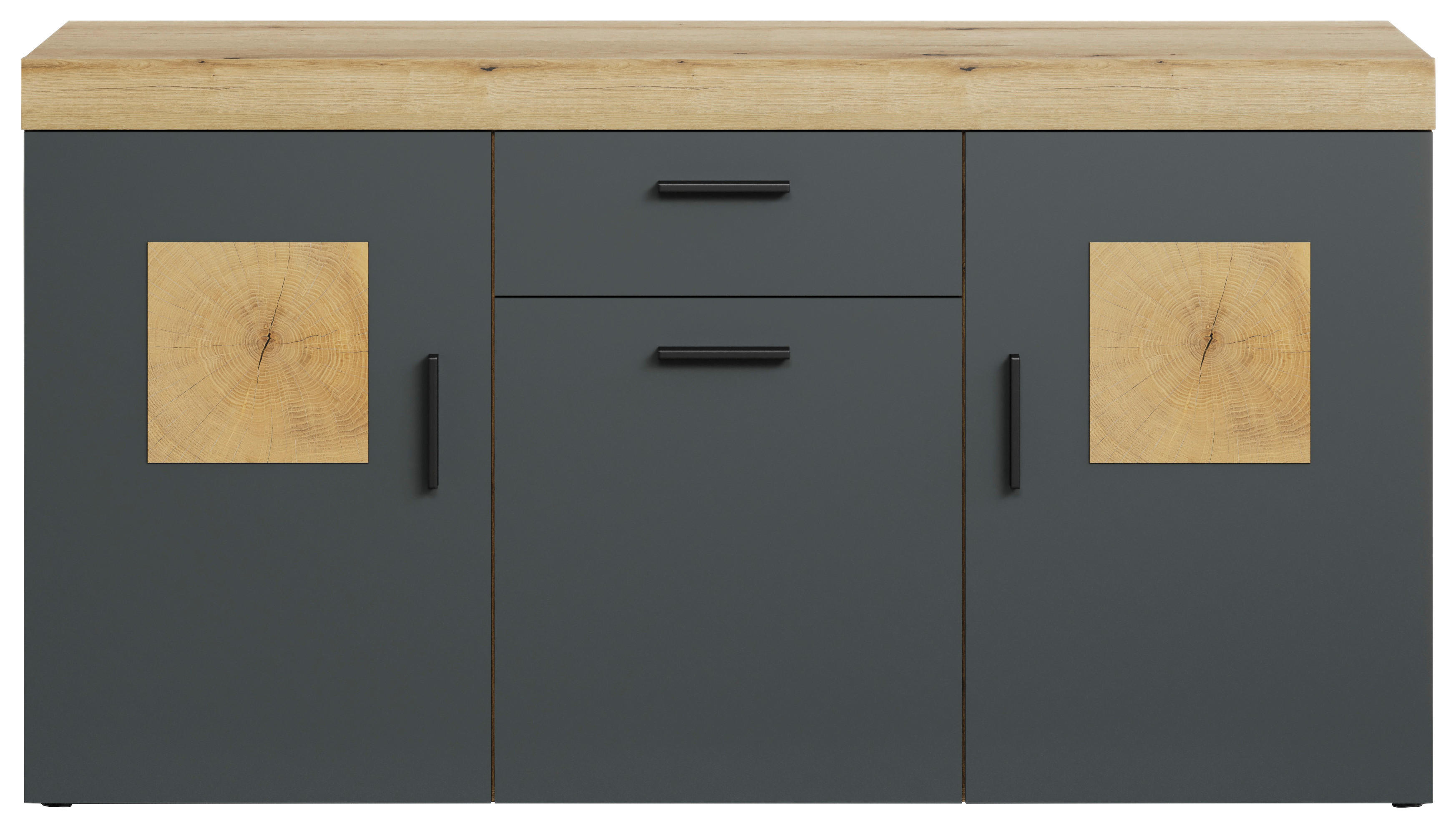 Sideboard Tyler Eiche Evoke Coast Nachbildung anthrazit B/H/T: ca. 159x86x41 cm Tyler - Eiche/anthrazit (159,00/86,00/41,00cm)