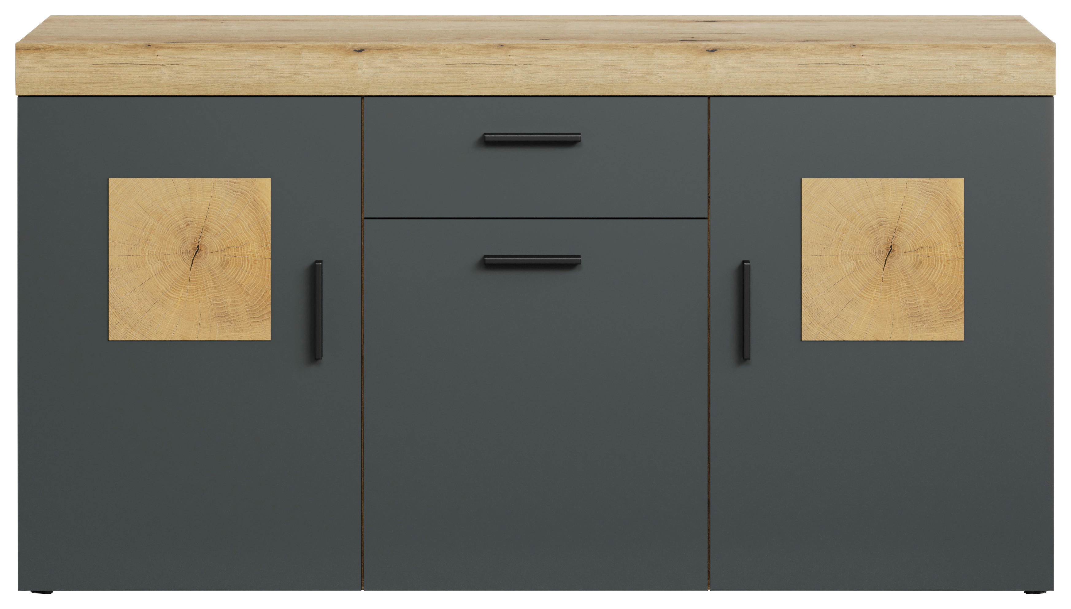 Sideboard Tyler Eiche Evoke Coast Nachbildung anthrazit B/H/T: ca. 159x86x41 cm