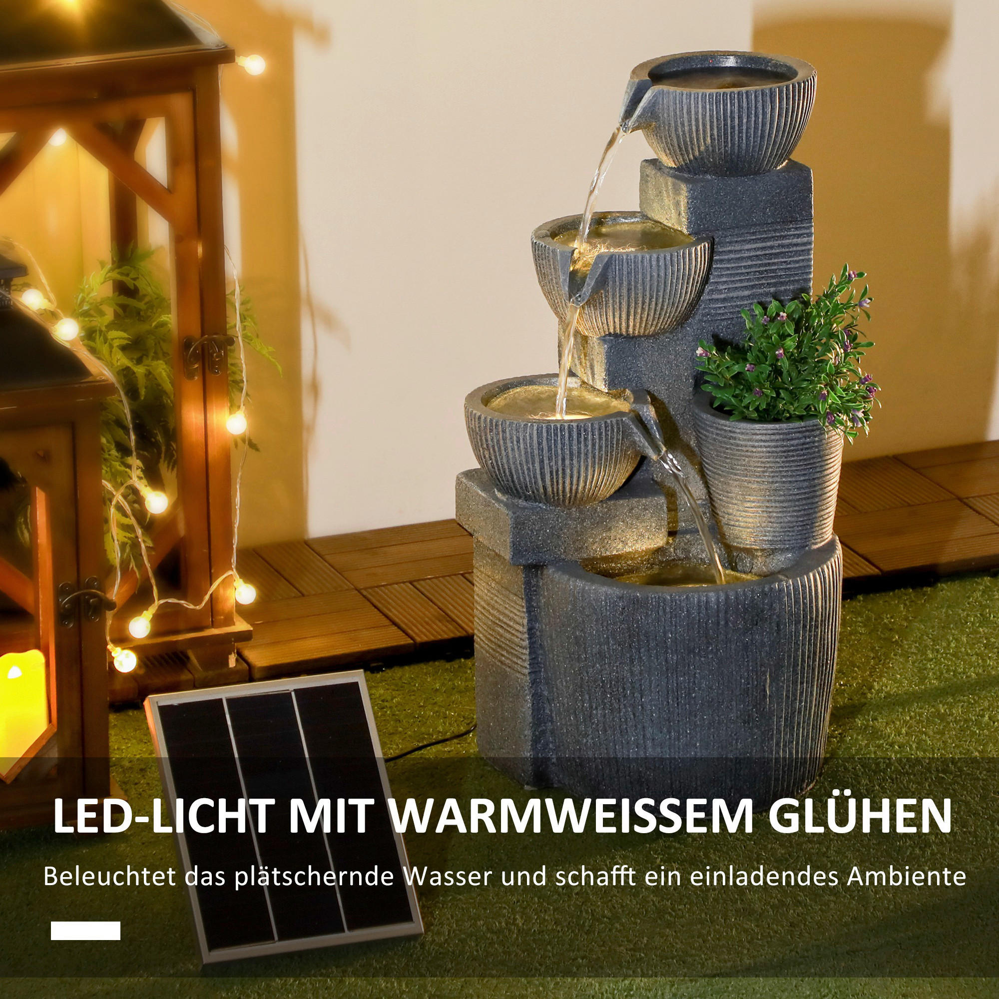 Outsunny Gartenbrunnen dunkelgrau B/H/L:...