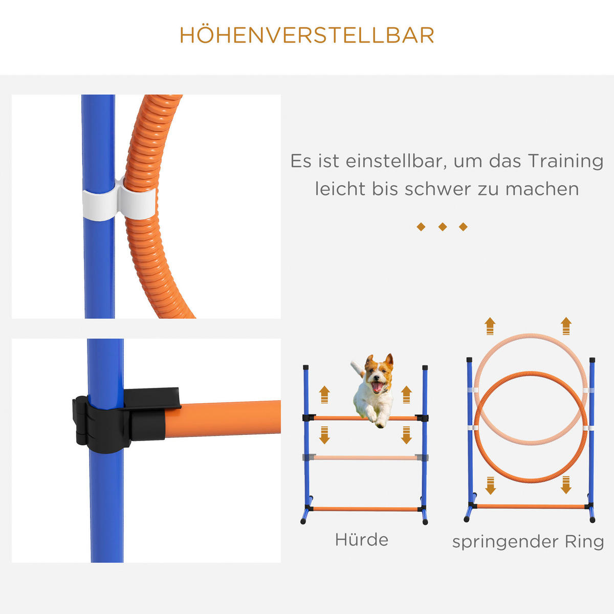 PawHut Hunde-Agility-Set orange Polyester-Mischgewebe B/H/L: ca. 66x69x352 cm Hunde-Agility-Set - blau/orange (352,00/66,00/69,00cm) - PawHut