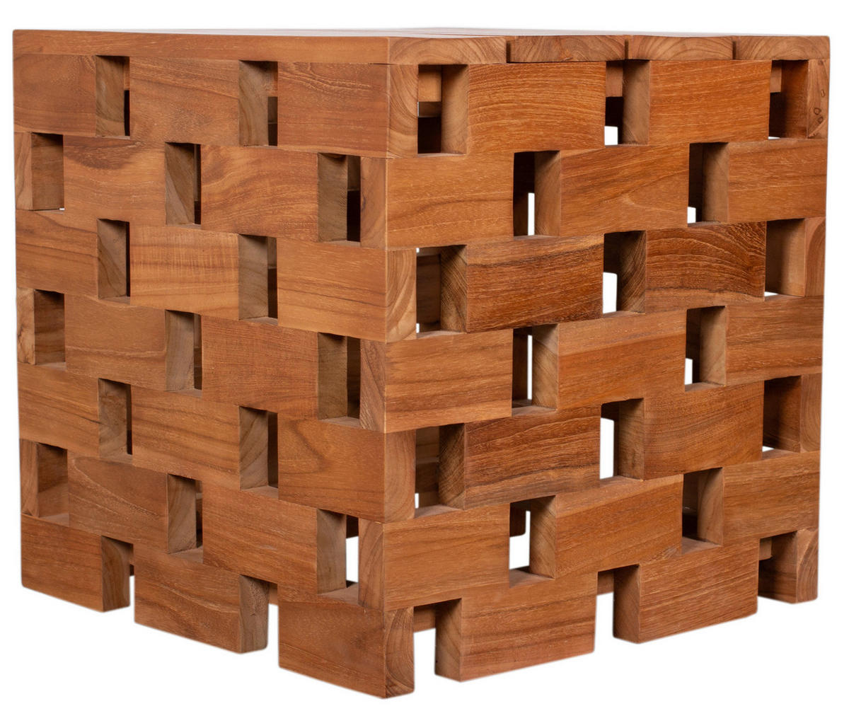 deVries Sitzgruppe teak Teakholz B/H/L: ca. 50x50x50 cm Beistelltisch/Hocker - teak (50,00/50,00/50,00cm) - deVries