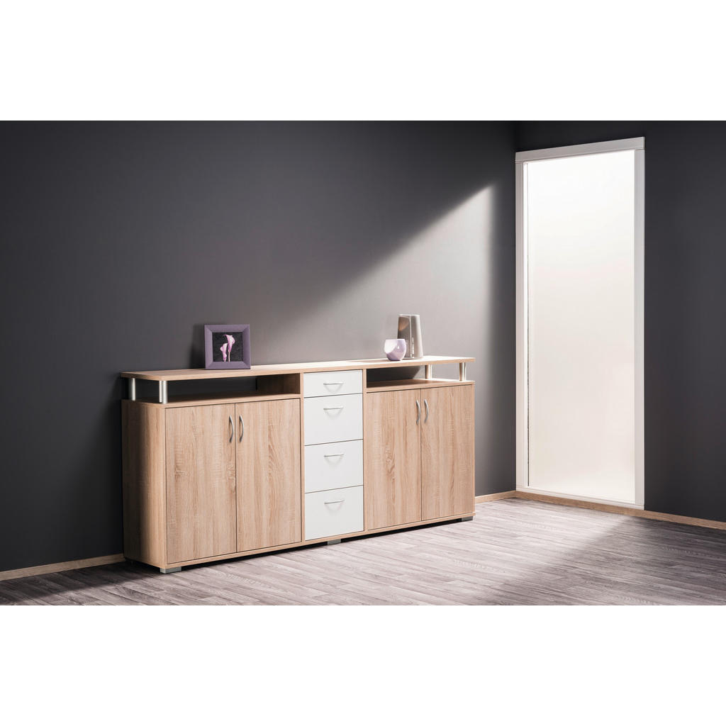 Thumbnail - Sideboard Maximo Eiche Sonoma Nachbildung weiß B/H/T: ca. 208x94x38 cm