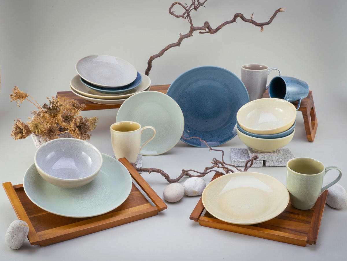CreaTable Kombiservice Reactive Nordic multicolor Steinzeug 16 tlg. Reactive Nordic - multicolor - CreaTable