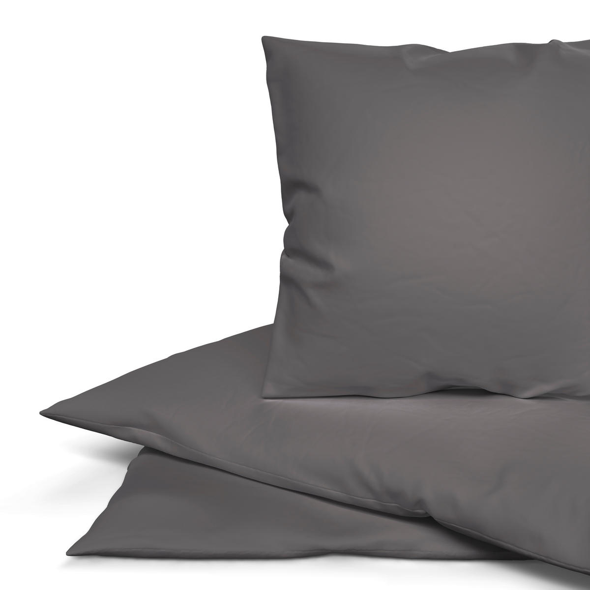 Baumwoll Bettwäsche Renforce Bettwäsche_Renforce Uni 135x200cm - anthrazit (135,00/200,00cm) - beau rêve