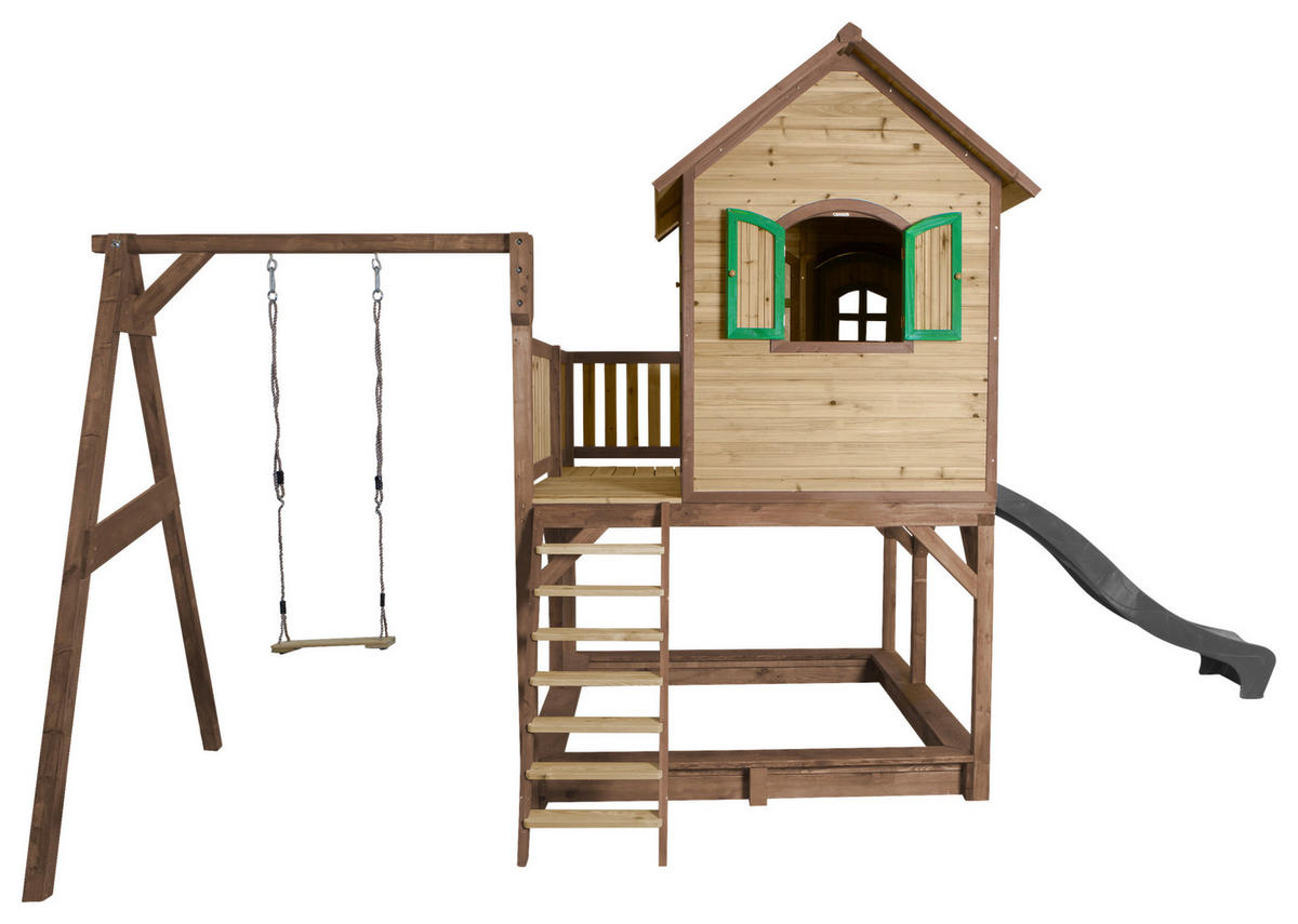 AXI Spielhaus Liam braun B/H/L: ca. 541x291x277 cm Liam - braun/grün (277,00/541,00/291,00cm) - AXI