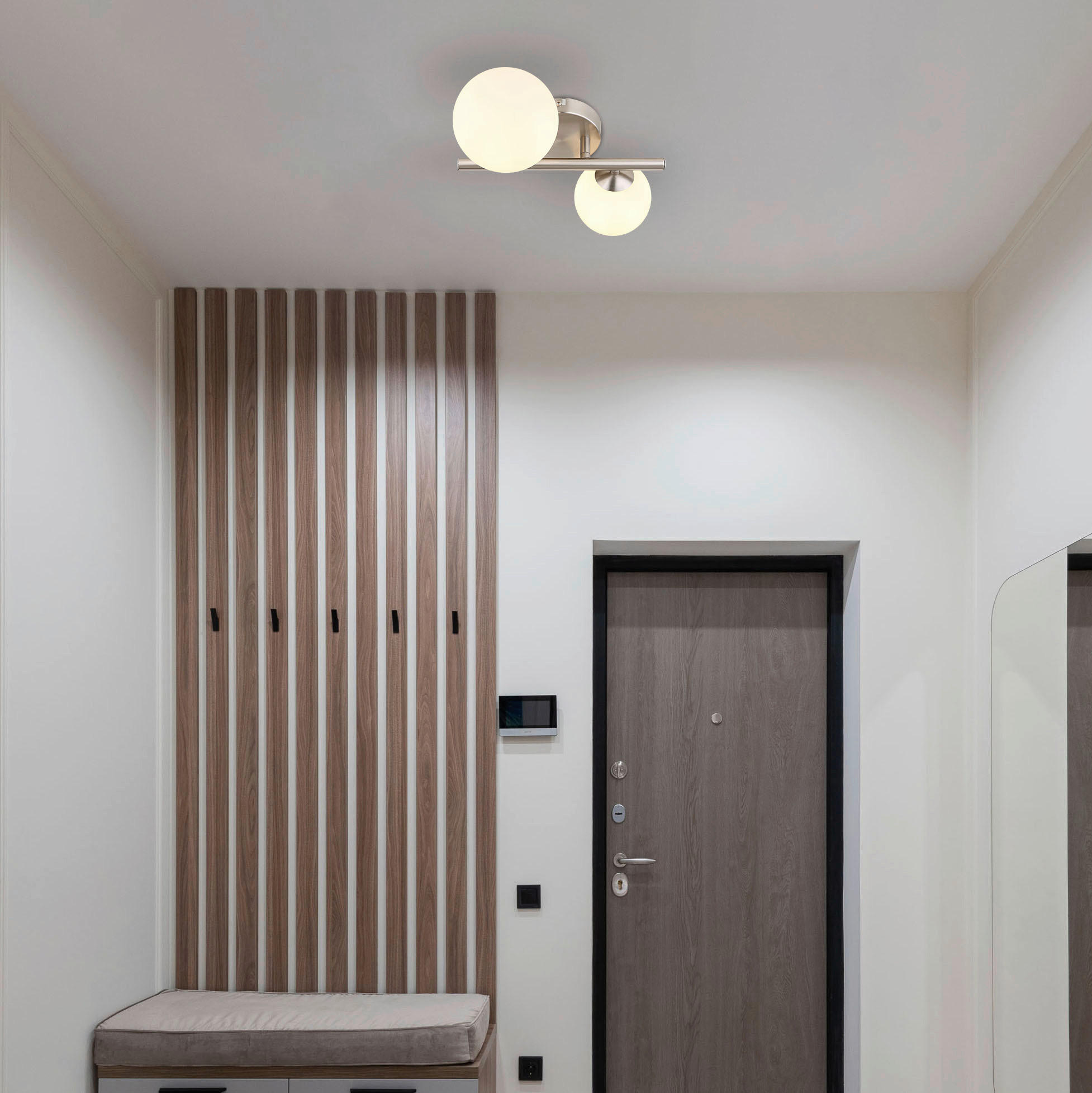 GLOBO Wandleuchte nickel matt Metall B/H/T: ca. 26x12,5x25 cm 2 Brennstellen RIHA - nickel matt (26,00/12,50/25,00cm) - GLOBO