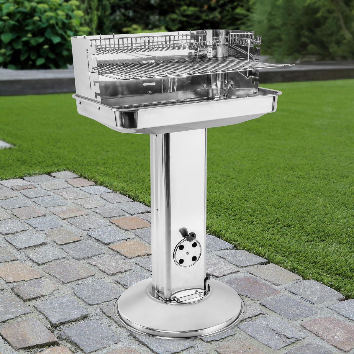 Grill Edelstahl B/H/L: ca. 38x88x58 cm Säulengrill - silber (58,00/38,00/88,00cm)