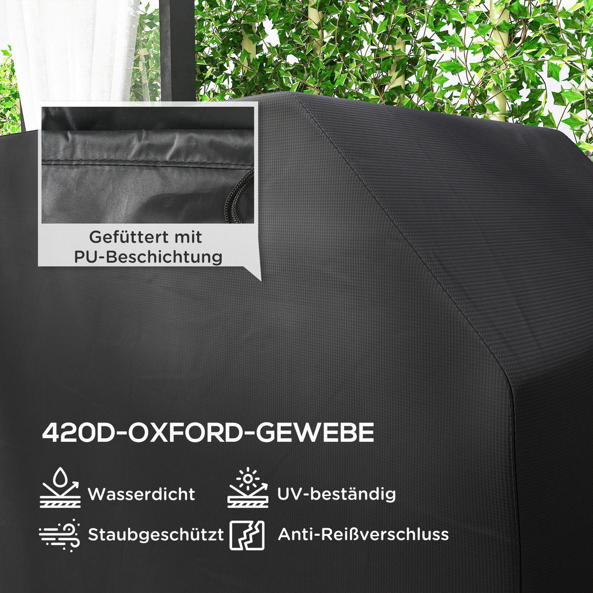 Outsunny Grillabdeckung Grillabdeckung - schwarz (147,00/61,00/120,00cm) - Outsunny