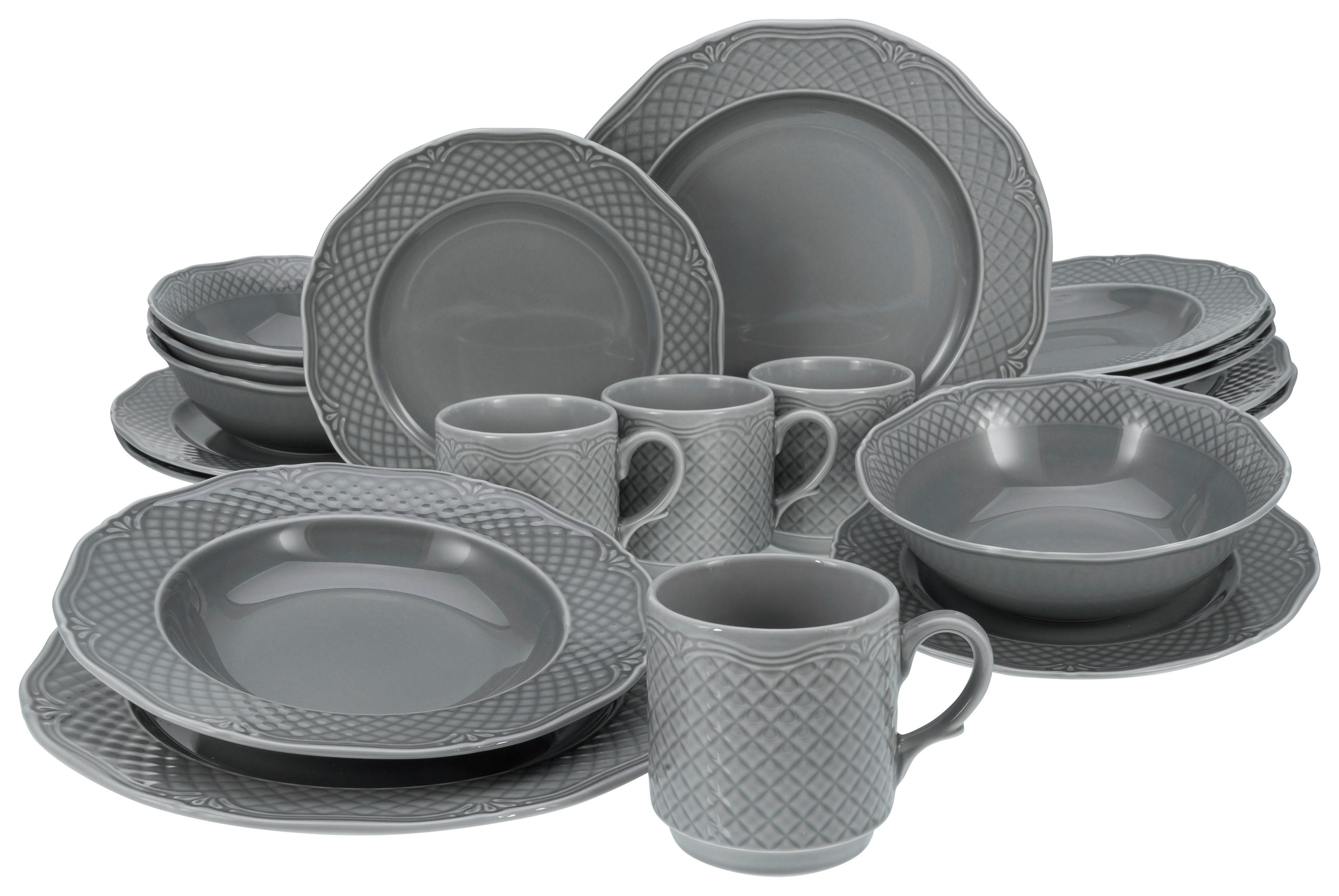 CreaTable Kombiservice Arianne grau Porzellan 20 tlg. Arianne - grau - CreaTable