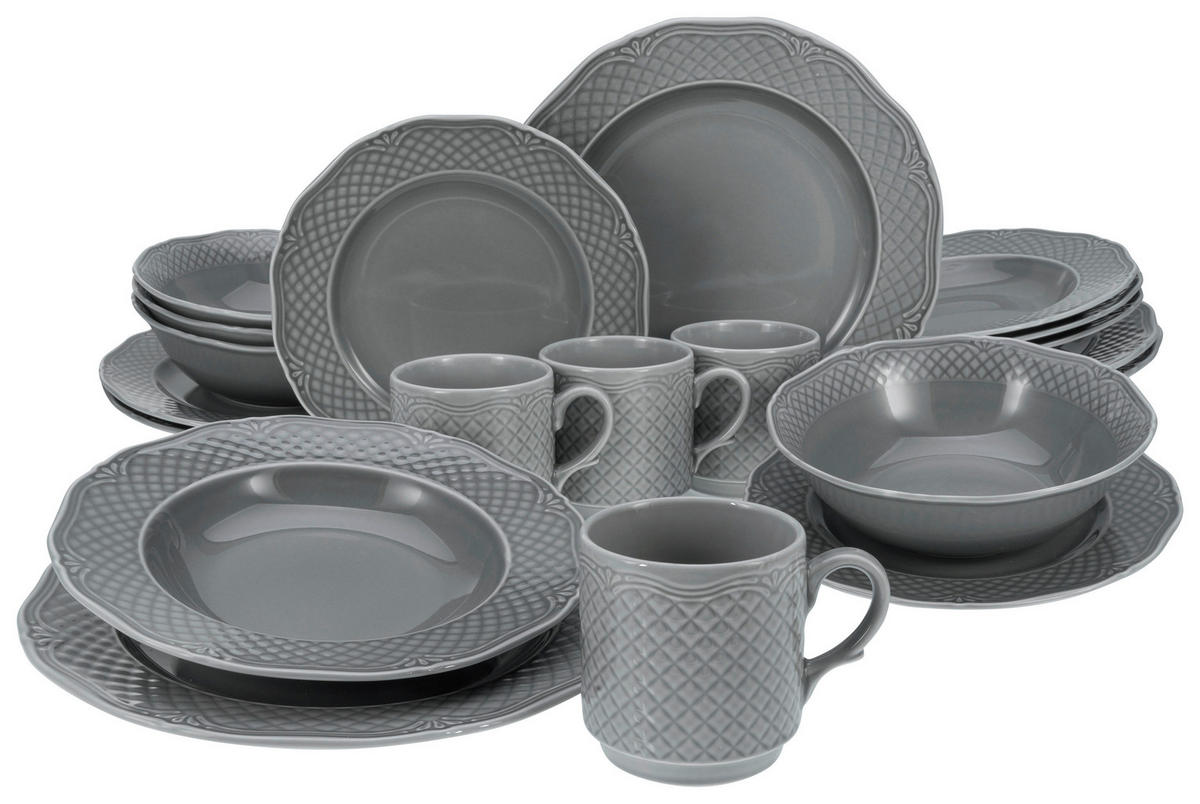 CreaTable Kombiservice Arianne grau Porzellan 20 tlg. Arianne - grau - CreaTable