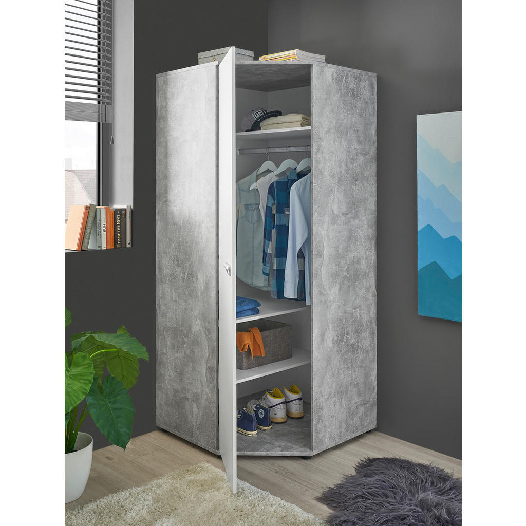 Thumbnail - Eckschrank Matino Beton B/H/T: ca. 84x191x84 cm