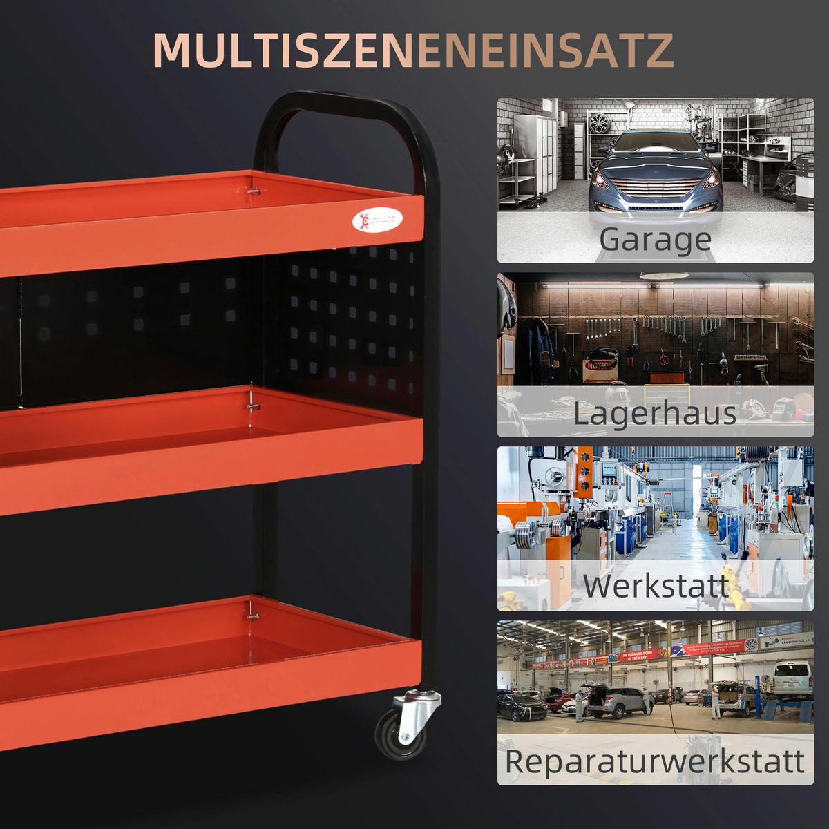 Werkstatt-Zubehör rot B/H/L: ca. 35x75x80 cm Werkstatt-Rollwagen - rot (80,00/35,00/75,00cm) - DURHAND