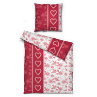 Baumwoll Bettwäsche Cotton touch Bettwäsche_Cotton-Touch Rose - weiß/rot (135,00/200,00cm) - Sensation