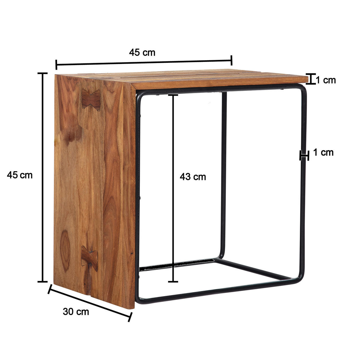 Beistelltisch schwarz B/H/T: ca. 45x45x30 cm Beistelltisch - schwarz (45,00/45,00/30,00cm) - Wohnling