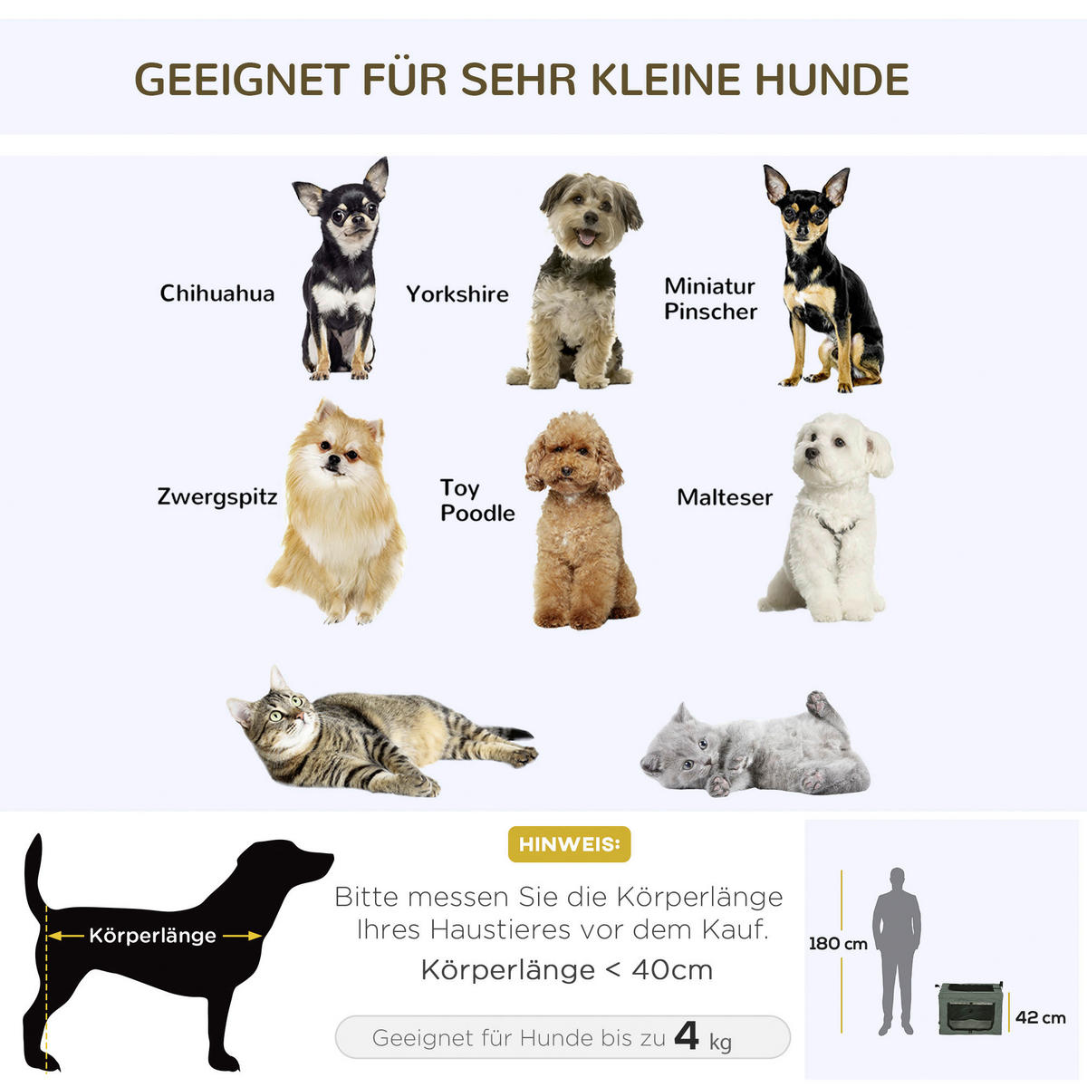 PawHut Hunde-Zubehör grau Edelstahl B/H/L: ca. 42x60x42 cm Hundetasche - grau (42,00/42,00/60,00cm) - PawHut