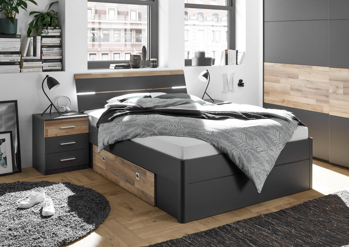 bett mars graphit montana oak nachbildung liegefläche b/l: ca