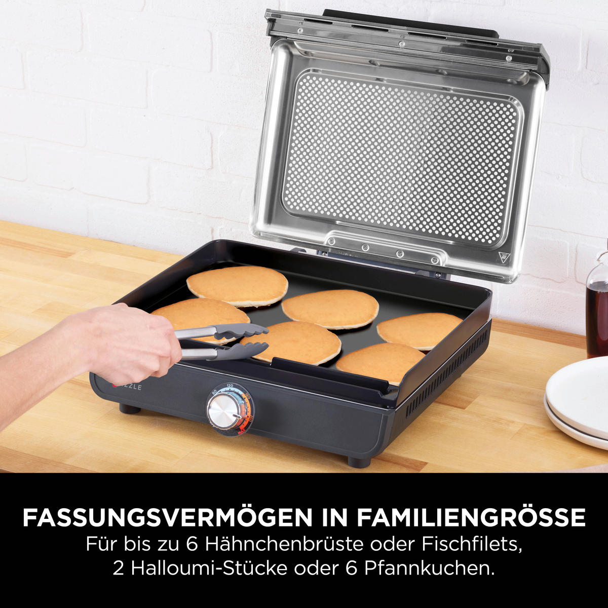Ninja Grillplatte schwarz Edelstahl Aluminium B/H/L: ca. 7x13x37,5 cm Sizzle GR101EU - schwarz (37,50/7,00/13,00cm) - Ninja