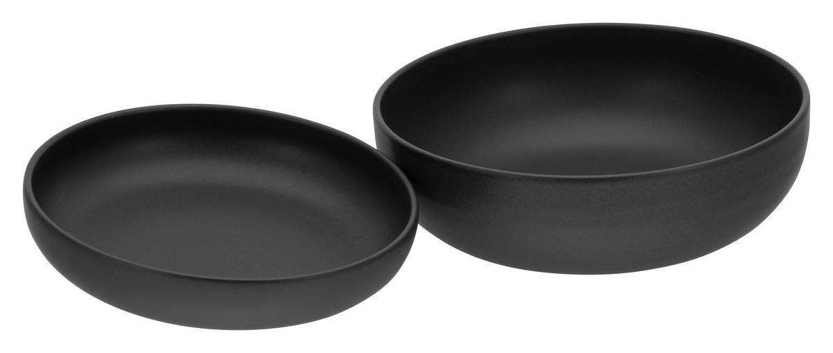 CreaTable Salatschalenset Uno Black schwarz Steinzeug 2 tlg. Uno Black - schwarz - CreaTable