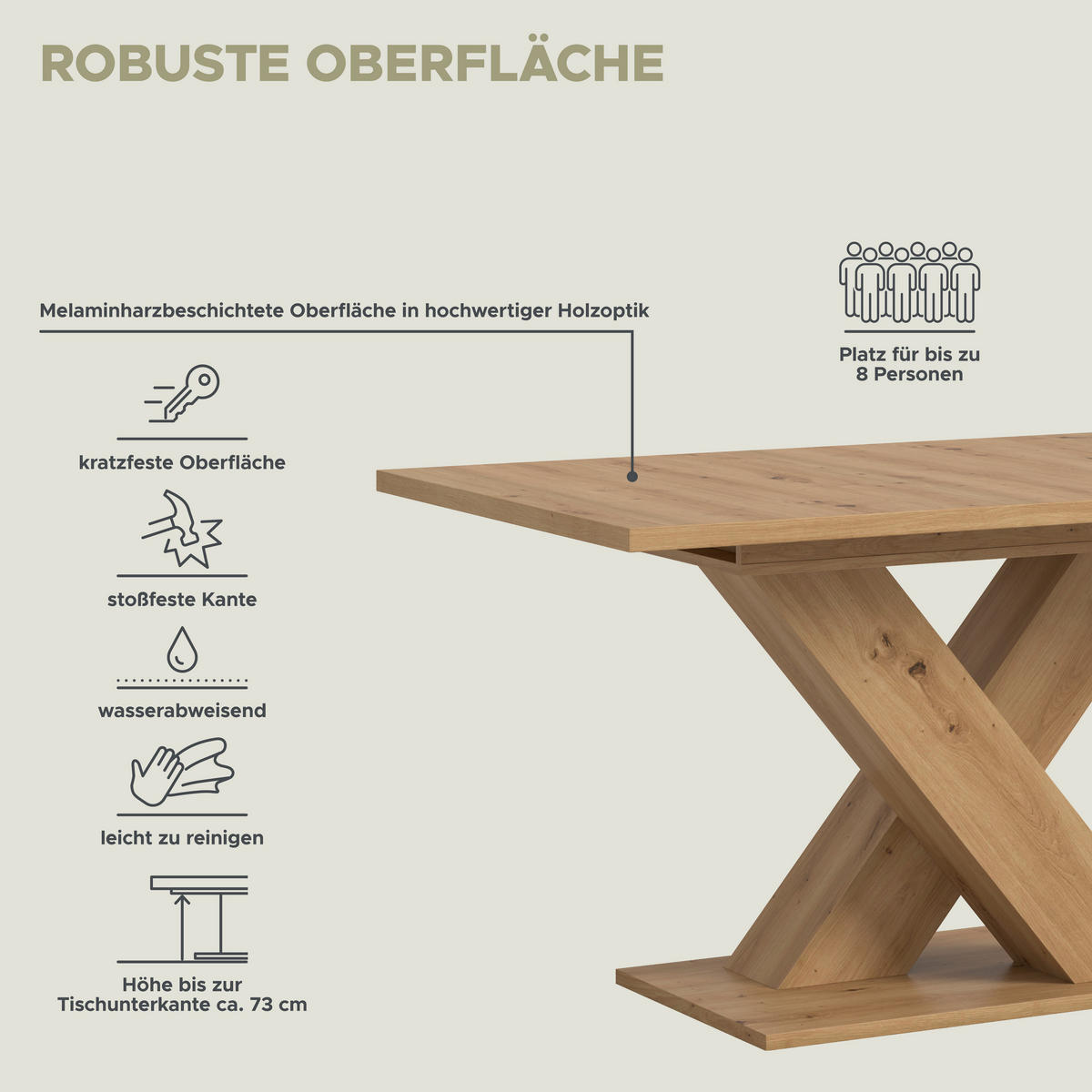 Esstisch MOTION Artisan Oak Nachbildung B/H/T: ca. 150x76x90 cm MOTION - (150,00/76,00/90,00cm) - xonox.home