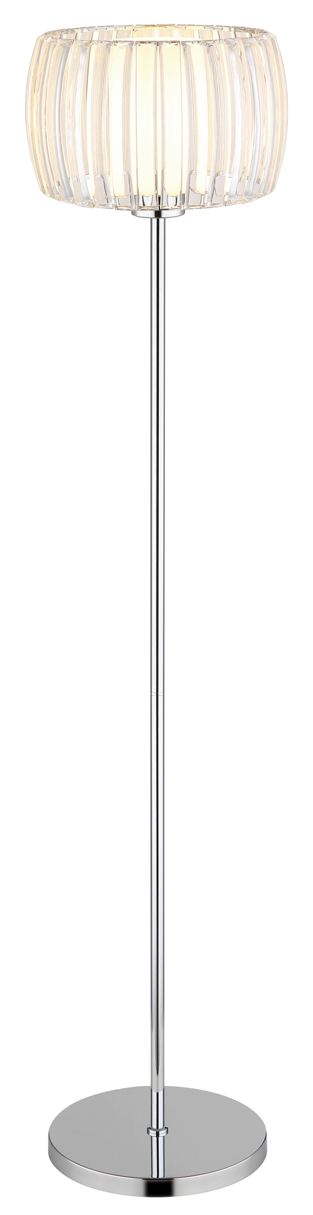 GLOBO Stehleuchte Chrom Opal schwarz Glas Textil Metall H/D: ca. 150x32,5 cm E27 1 Brennstellen MARIBEL - schwarz/Opal (32,50/150,00cm) - GLOBO