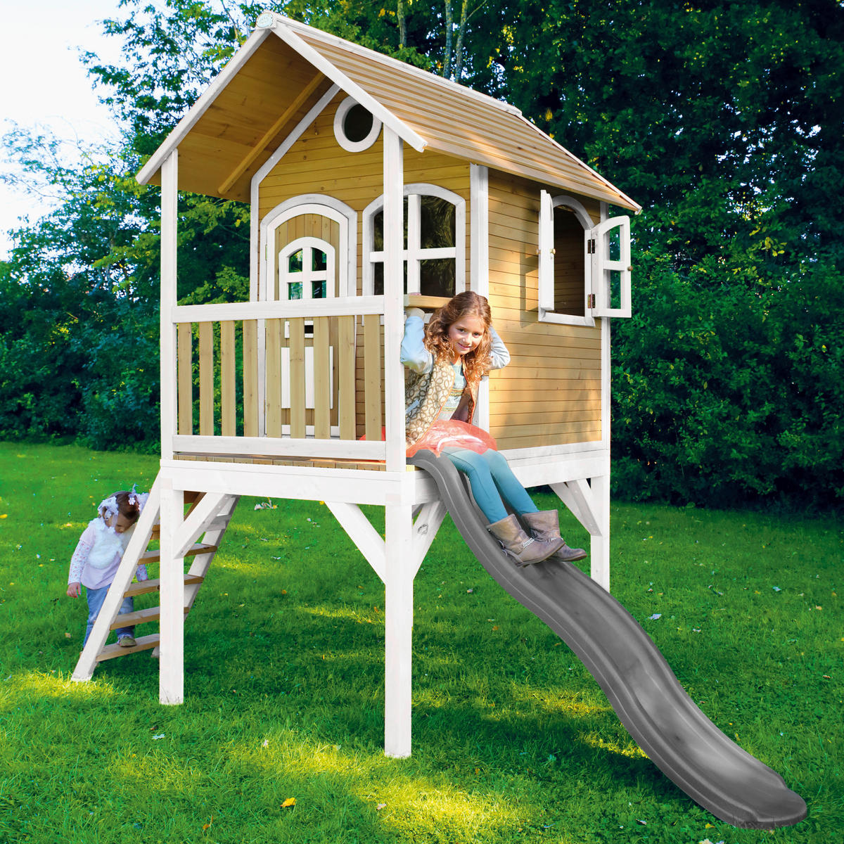 AXI Spielhaus Laura weiß B/H/L: ca. 318x272x191 cm Laura - braun/weiß (191,00/318,00/272,00cm) - AXI