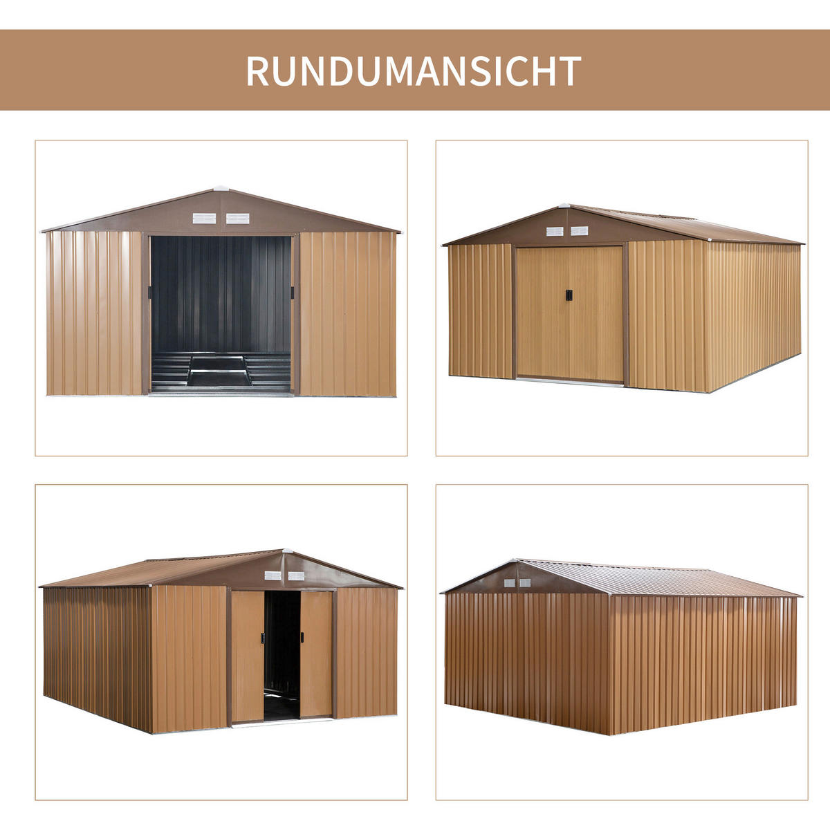 Outsunny Gartenhaus braun B/H/L: ca. 386x200x340 cm Gartenhaus - braun (340,00/386,00/200,00cm) - Outsunny